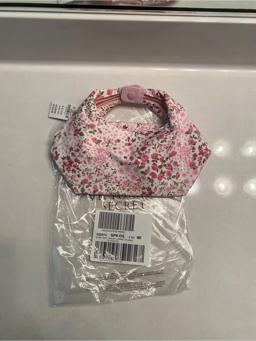 PINK Floral makeup bag